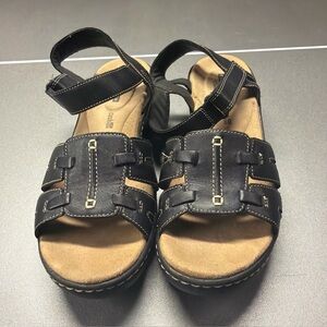 Clarks Collection Delana Venna Slide Sandals Women 8.5 Black Soft Cushion SlipOn